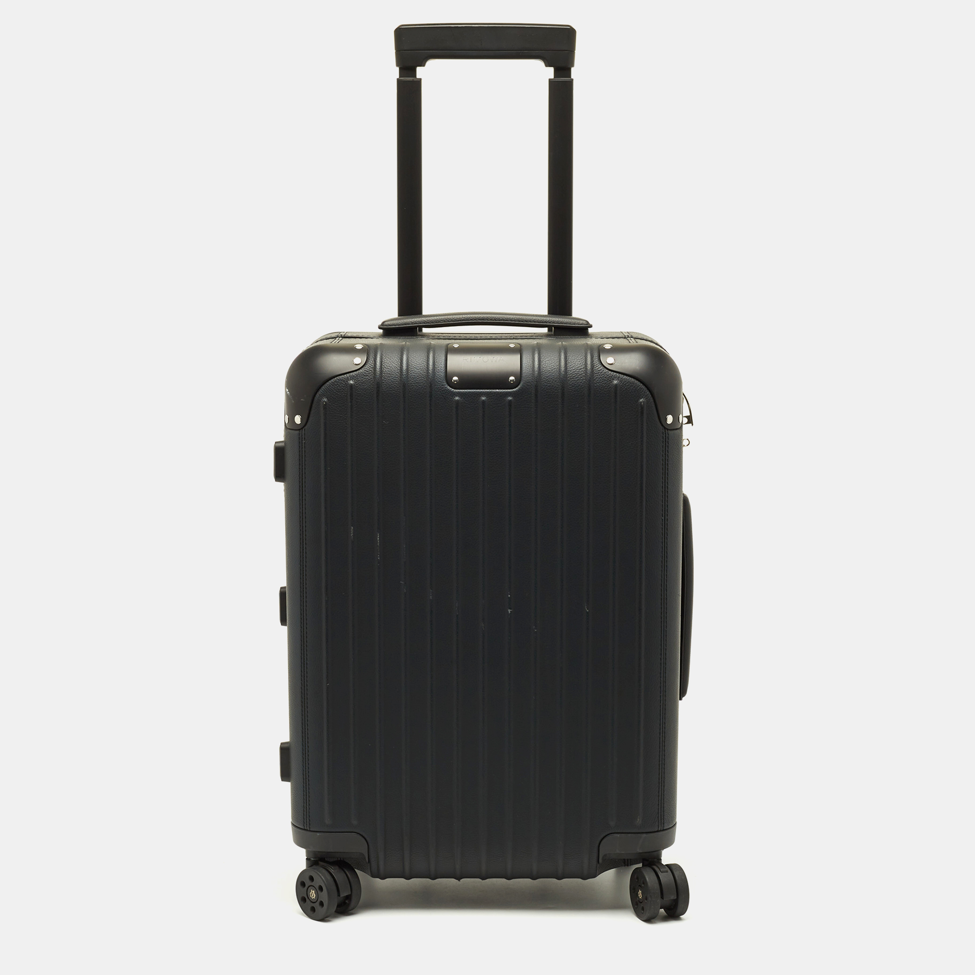 مملوكة مسبقًا Rimowa Black Distinct Black Leather Cabin Suitcase