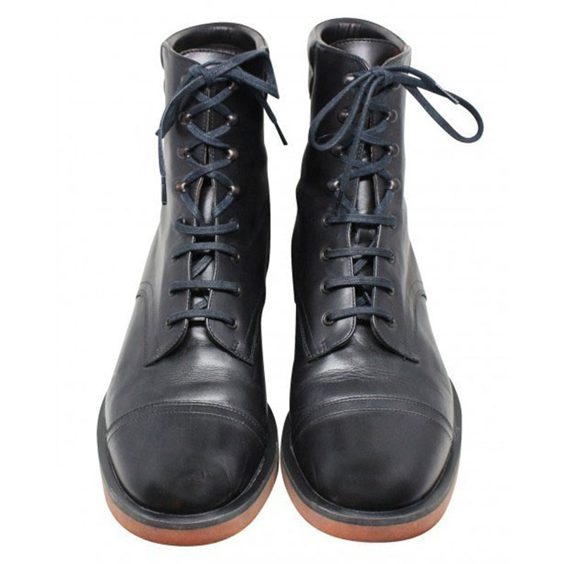 

Robert Clergerie Black Leather Combat Boots Size