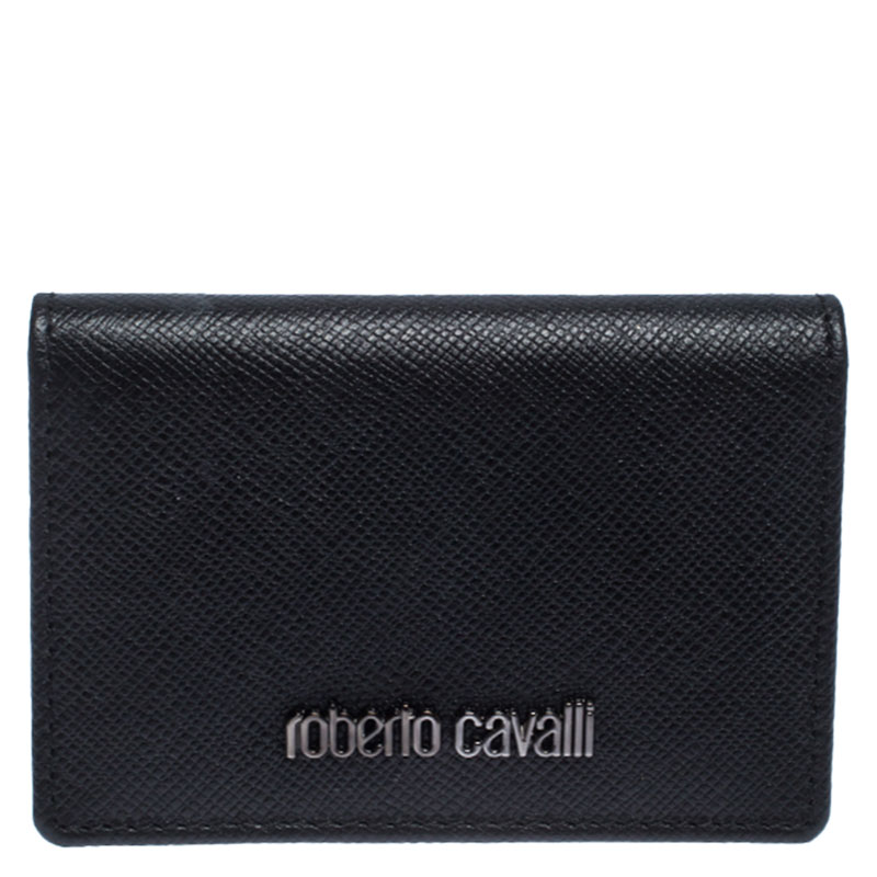 Pre Owned Roberto Cavalli Black Leather Card Holder