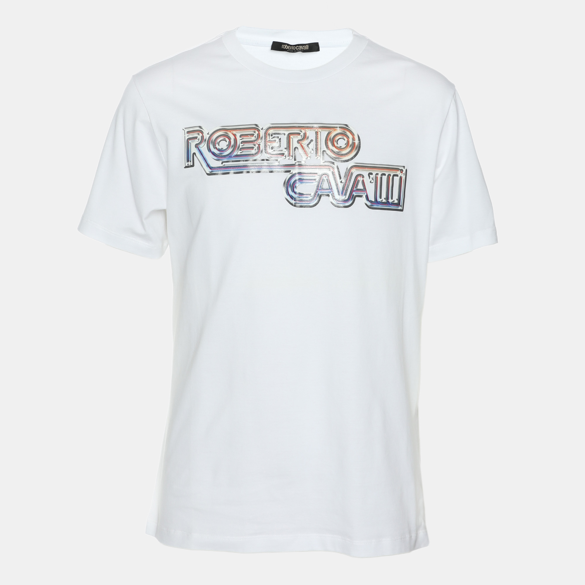 

Robert Cavalli White Jersey Logo Print T-Shirt M