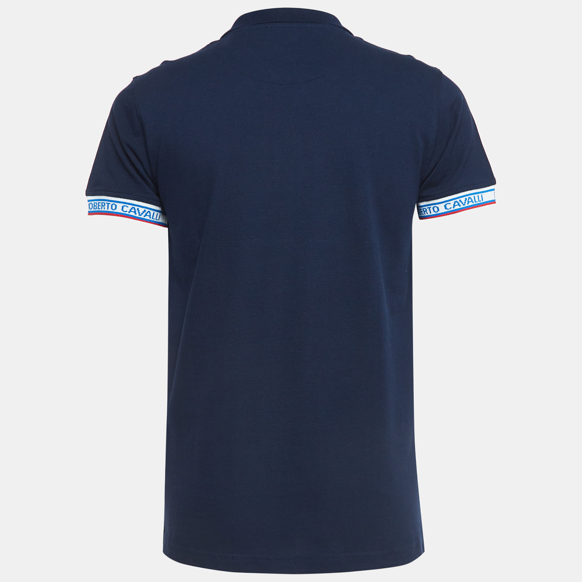 

Roberto Cavalli Navy Blue Logo Detailed Sleeve Polo T-Shirt