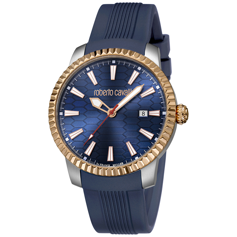 Roberto Cavalli Navy Rose Gold Plated Stainless Steel RV1G026P0041 Men's Wristwatch 42MM