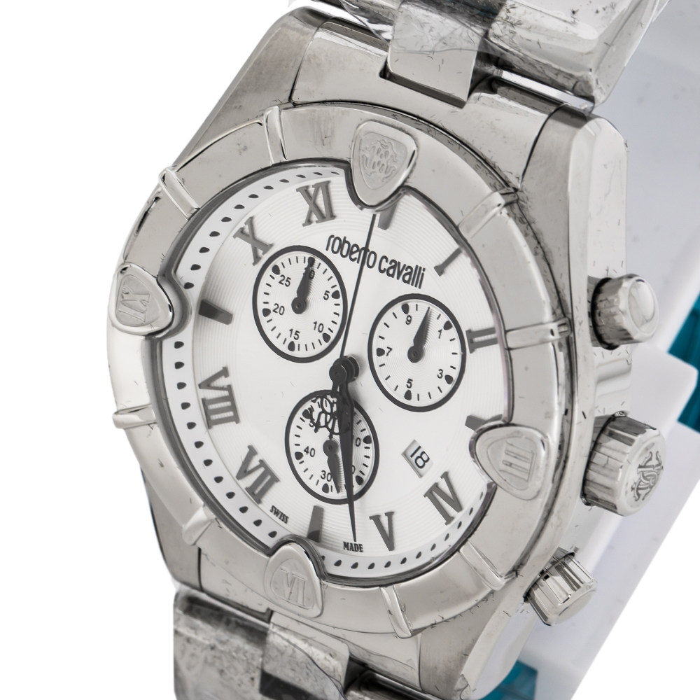 

Roberto Cavalli Silver Stainless Steel Diamond Time R7253616015 Chronograph Men's Wristwatch