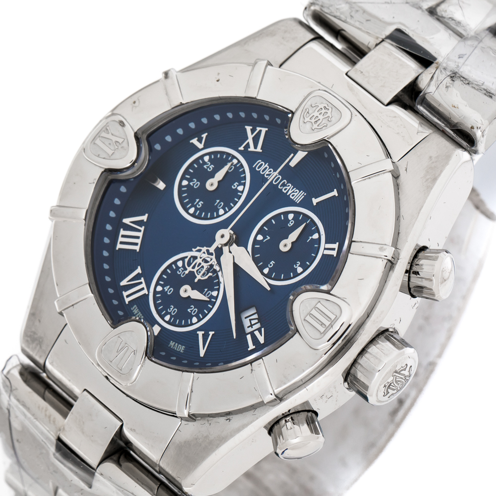 

Roberto Cavalli Stainless Steel Diamond Time R7253616035 Men's Wristwatch, Silver