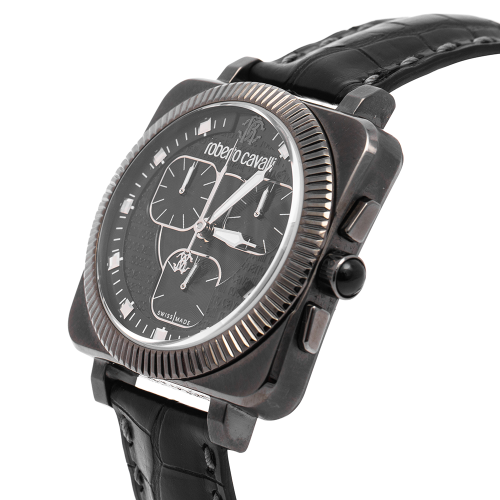 

Roberto Cavalli Black PVD Coated Stainless Steel Leather Bohemienne R7271666025 Men's Wristwatch