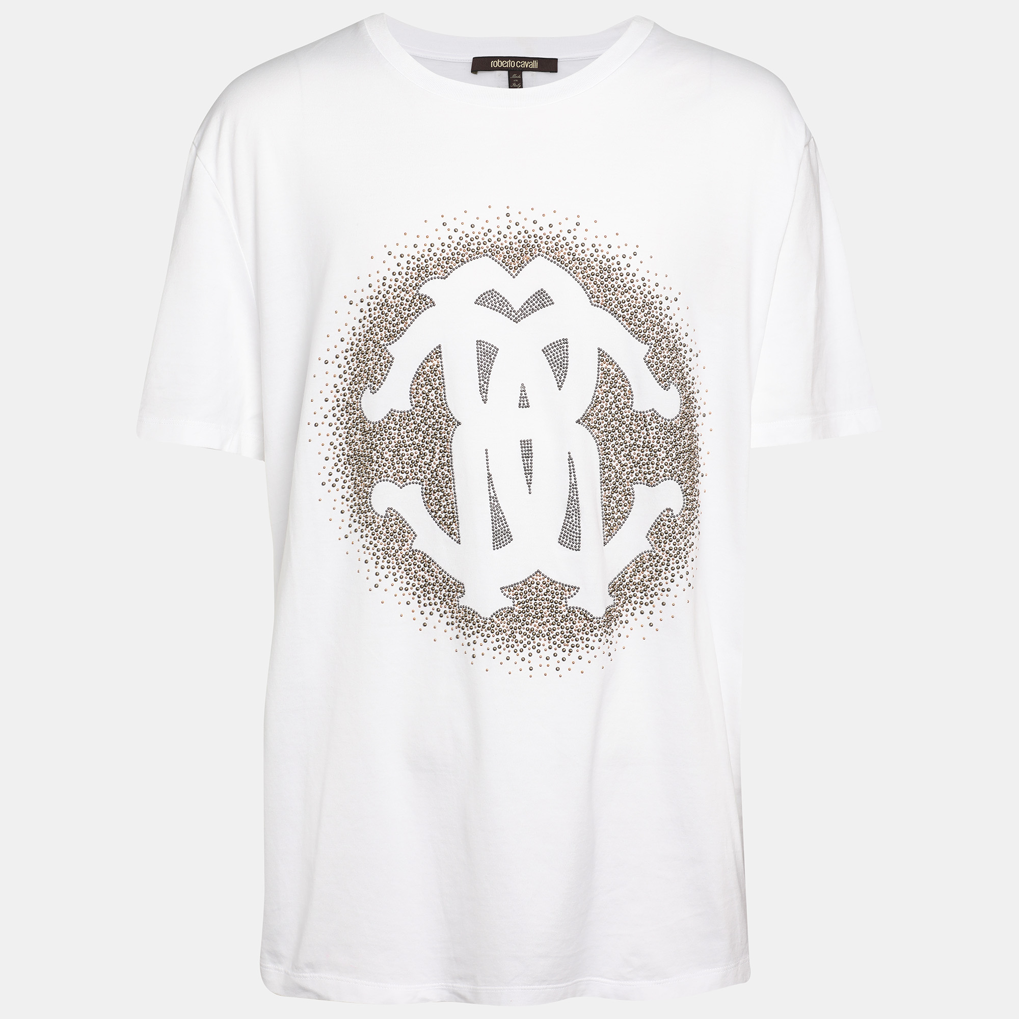 

Roberto Cavalli White Logo Detail Cotton T-Shirt XXXL