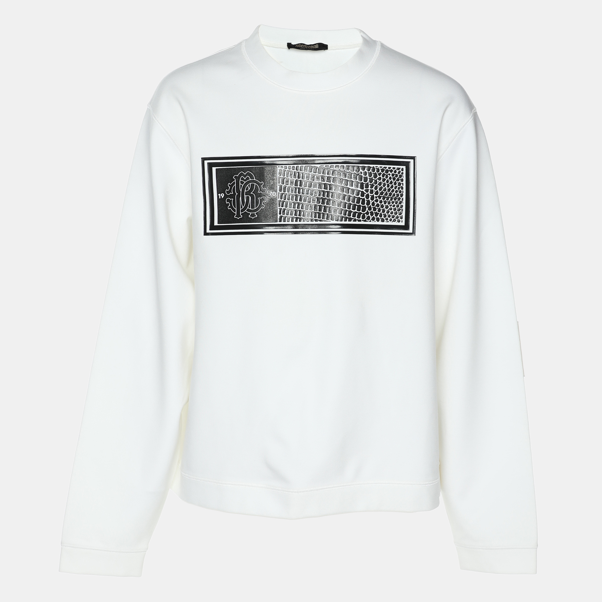 

Roberto Cavalli Off White Jersey Logo Sweatshirt L