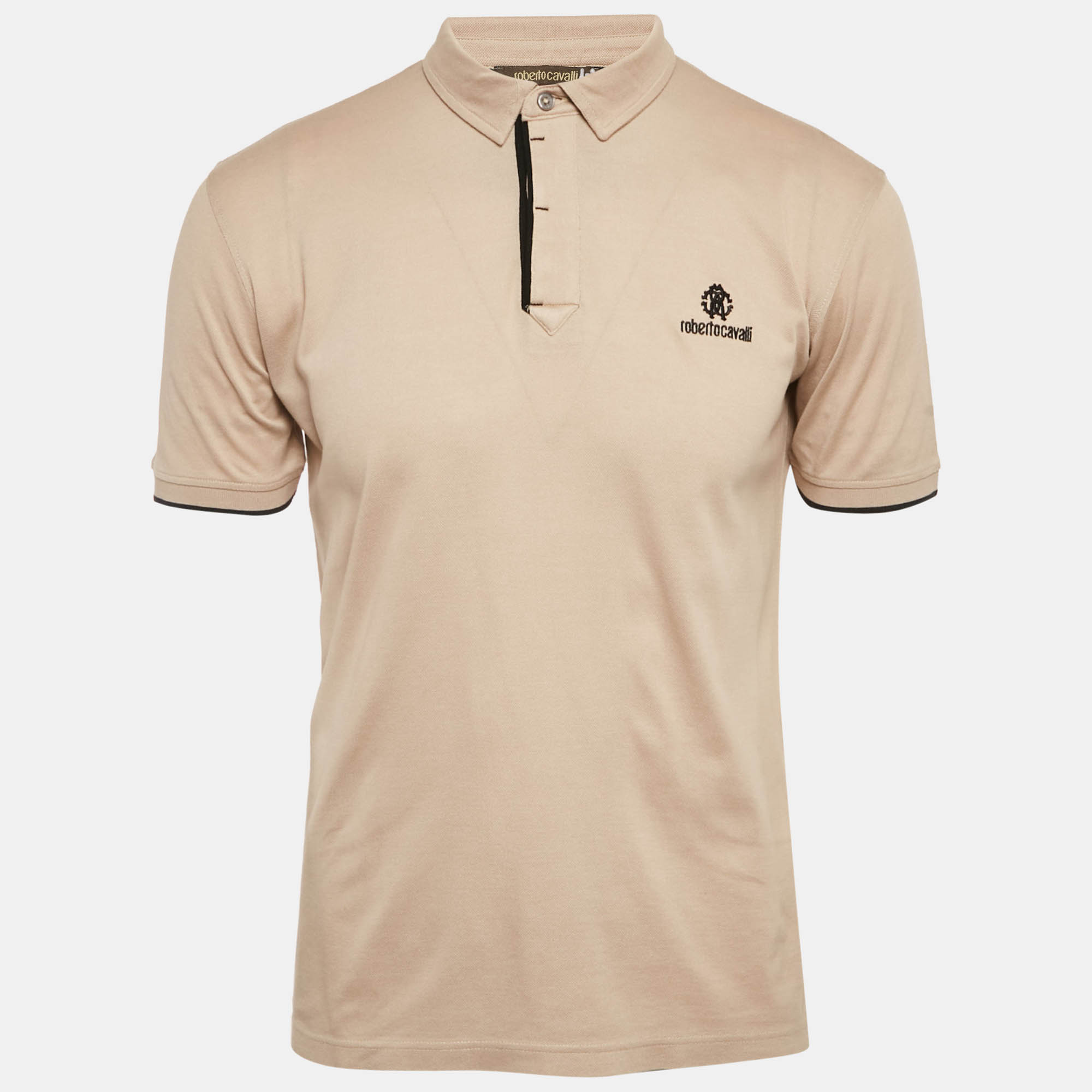 

Roberto Cavalli Beige Cotton Pique Polo T-Shirt M