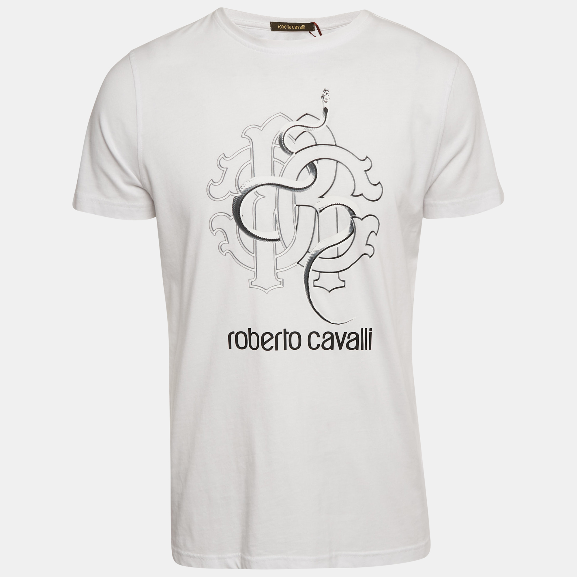

Roberto Cavalli White Snake Print Jersey T-Shirt L