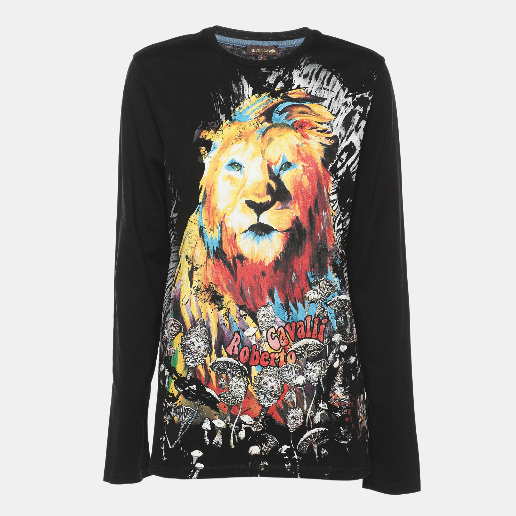 

Roberto Cavalli Black Jersey Tiger Print Full Sleeve T-Shirt M