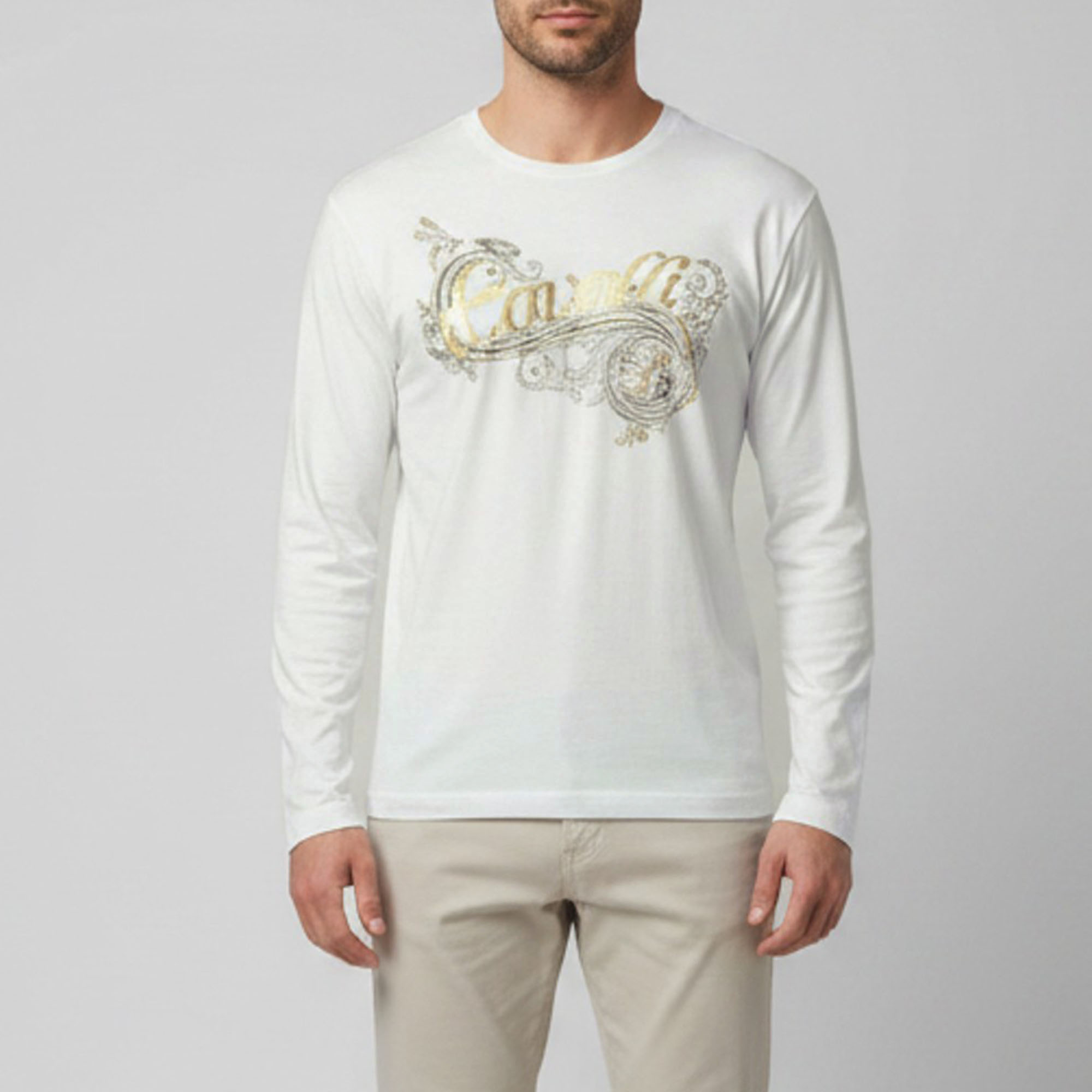 

Roberto Cavalli White Logo Print Jersey Long Sleeve T-Shirt XS