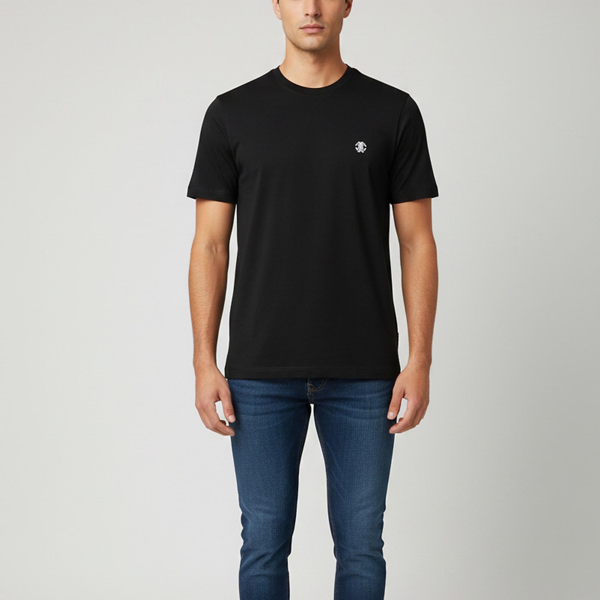 

Roberto Cavalli Black Cotton Logo Embroidered Crew Neck T-Shirt S