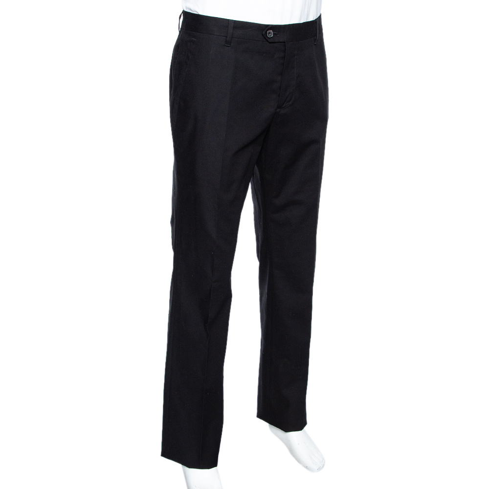 

Roberto Cavalli Black Stretch Cotton Straight Fit Trousers