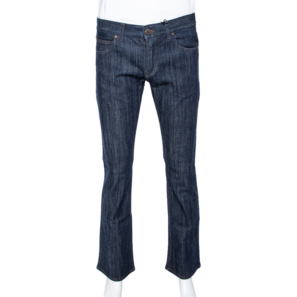 

Roberto Cavalli Indigo Light Wash Denim Straight Fit Jeans M, Blue