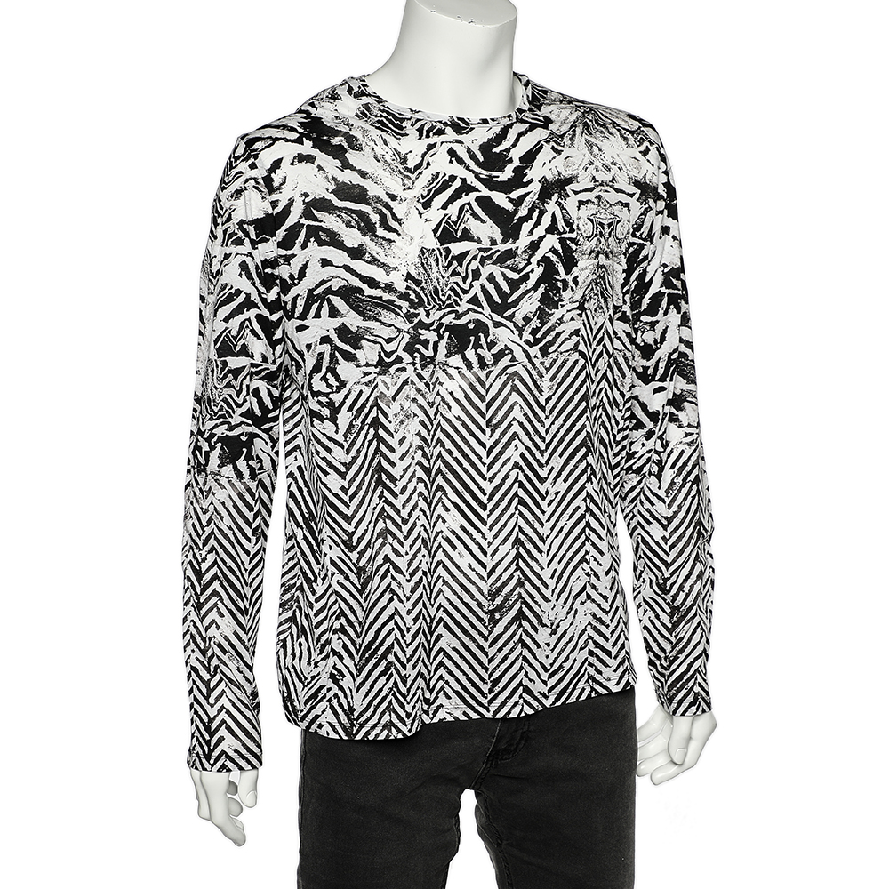 

Roberto Cavalli Brown & White Cotton Knit Long Sleeve T-Shirt