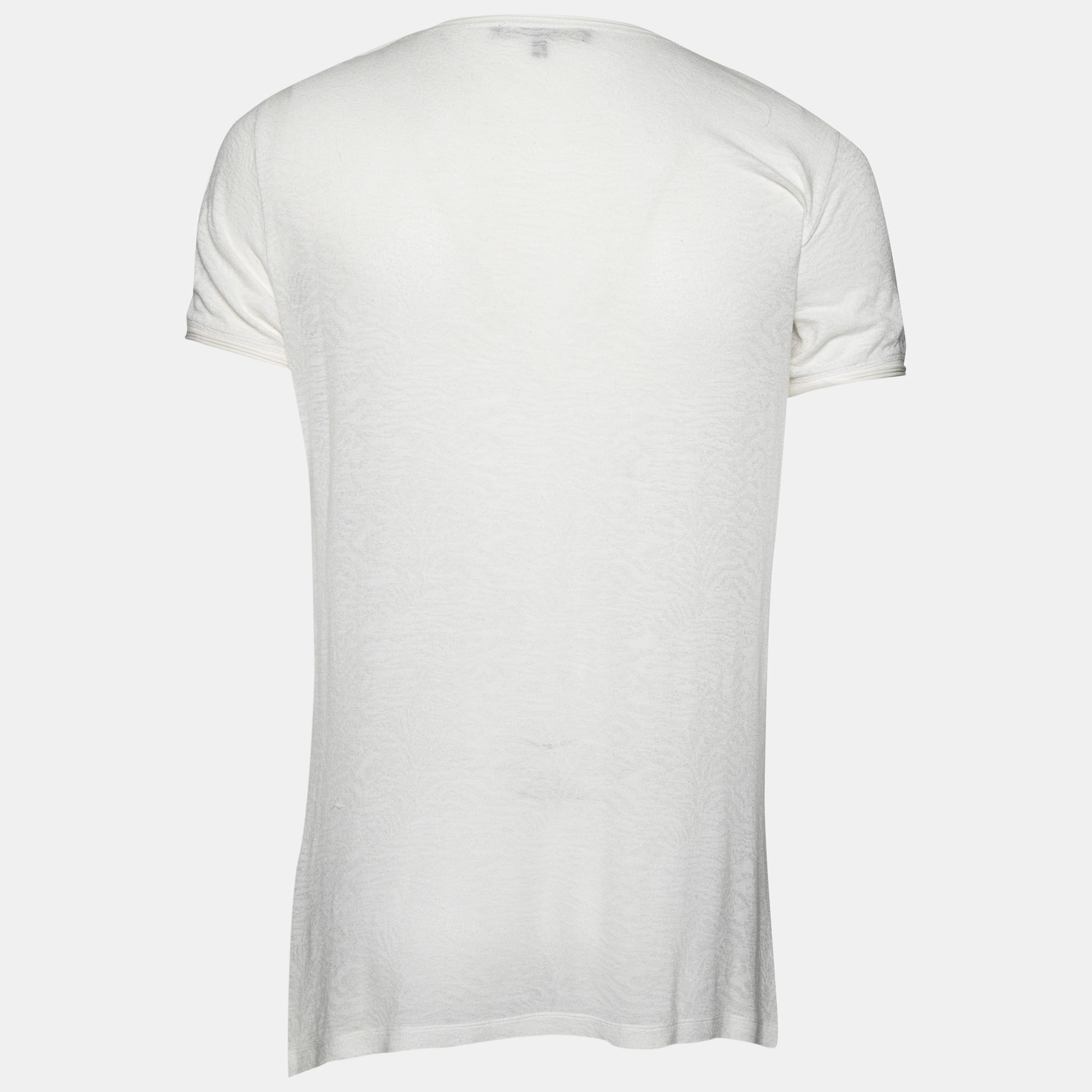 

Roberto Cavalli White Textured Knit Crew Neck Short Sleeve T-Shirt