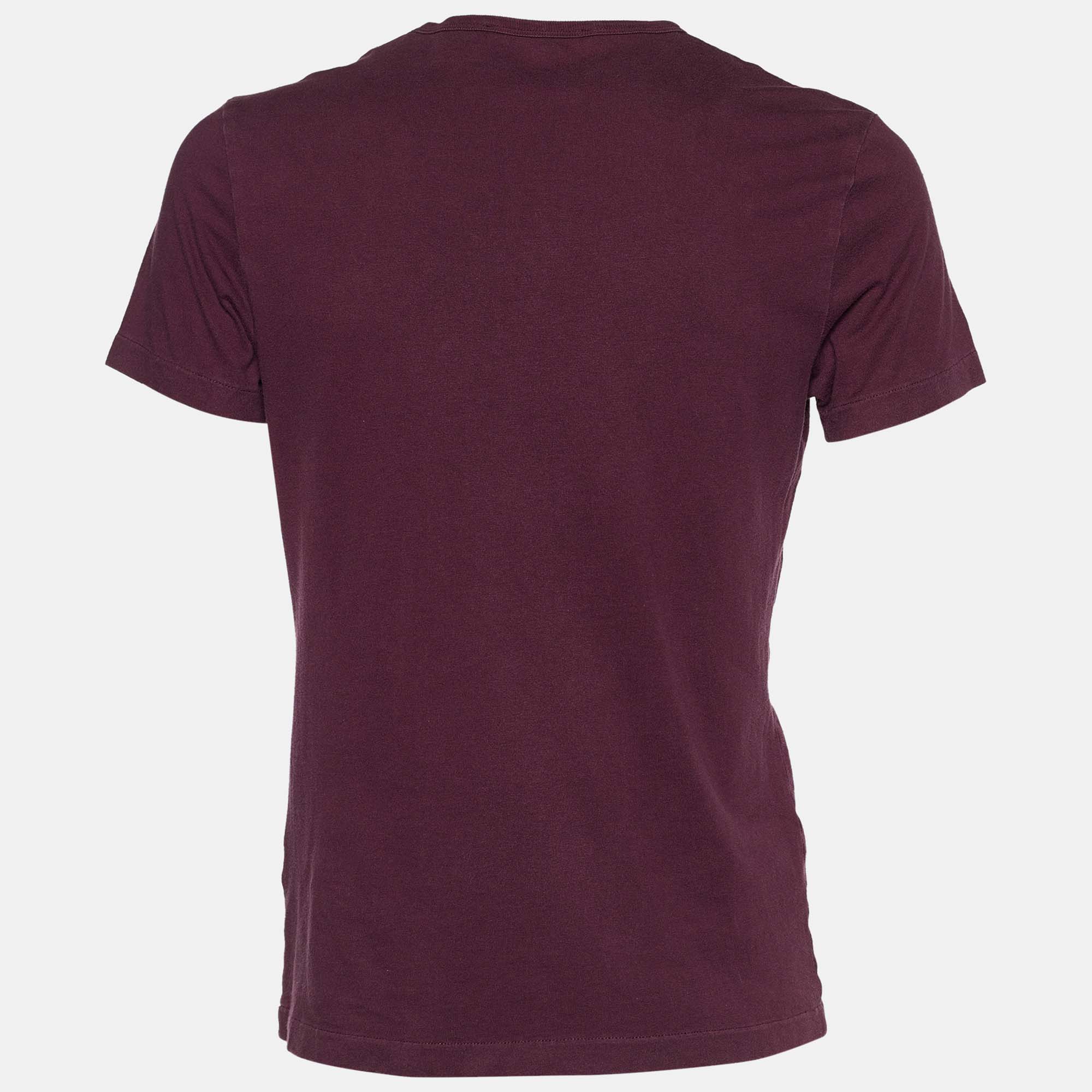 

Roberto Cavalli Burgundy Printed Cotton T-shirt