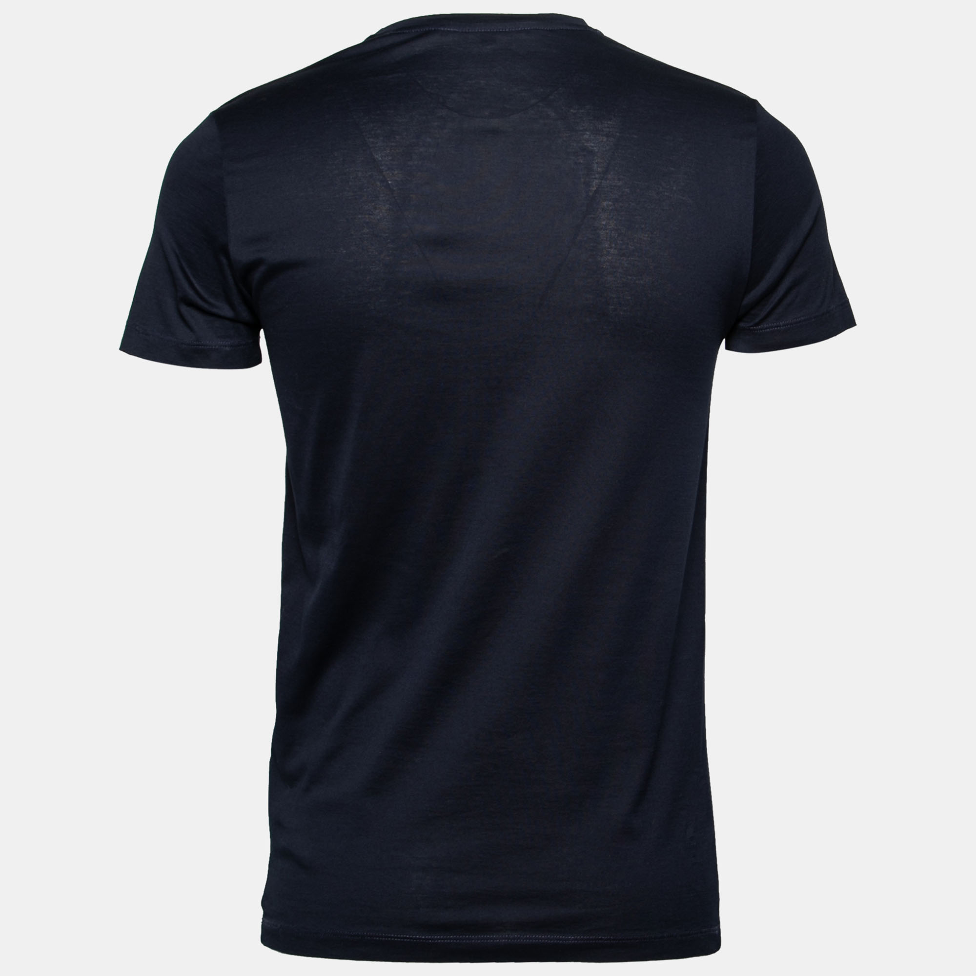 

Roberto Cavalli Navy Blue Printed Cotton T-Shirt