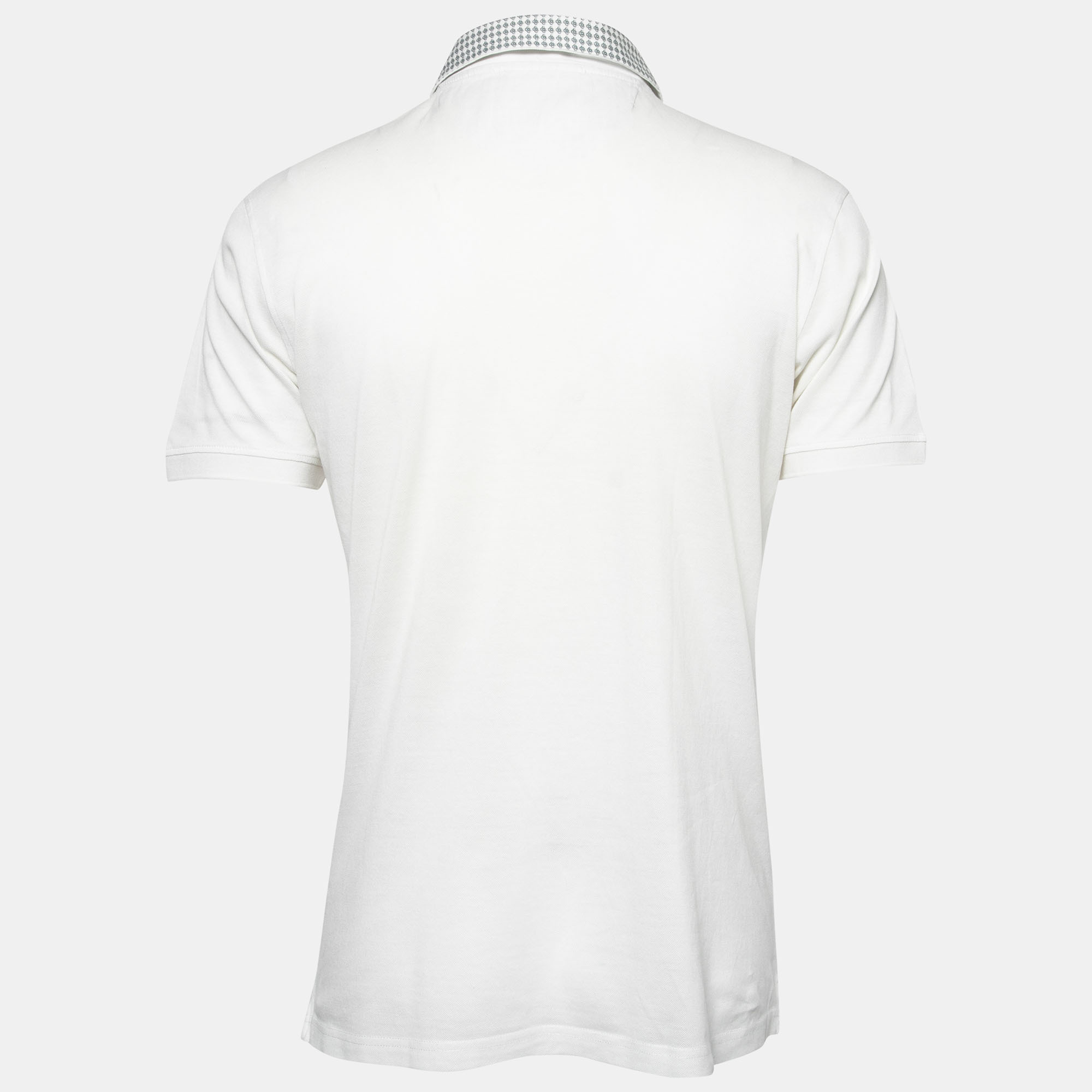 

Roberto Cavalli White Cotton Printed Collar Polo T-Shirt