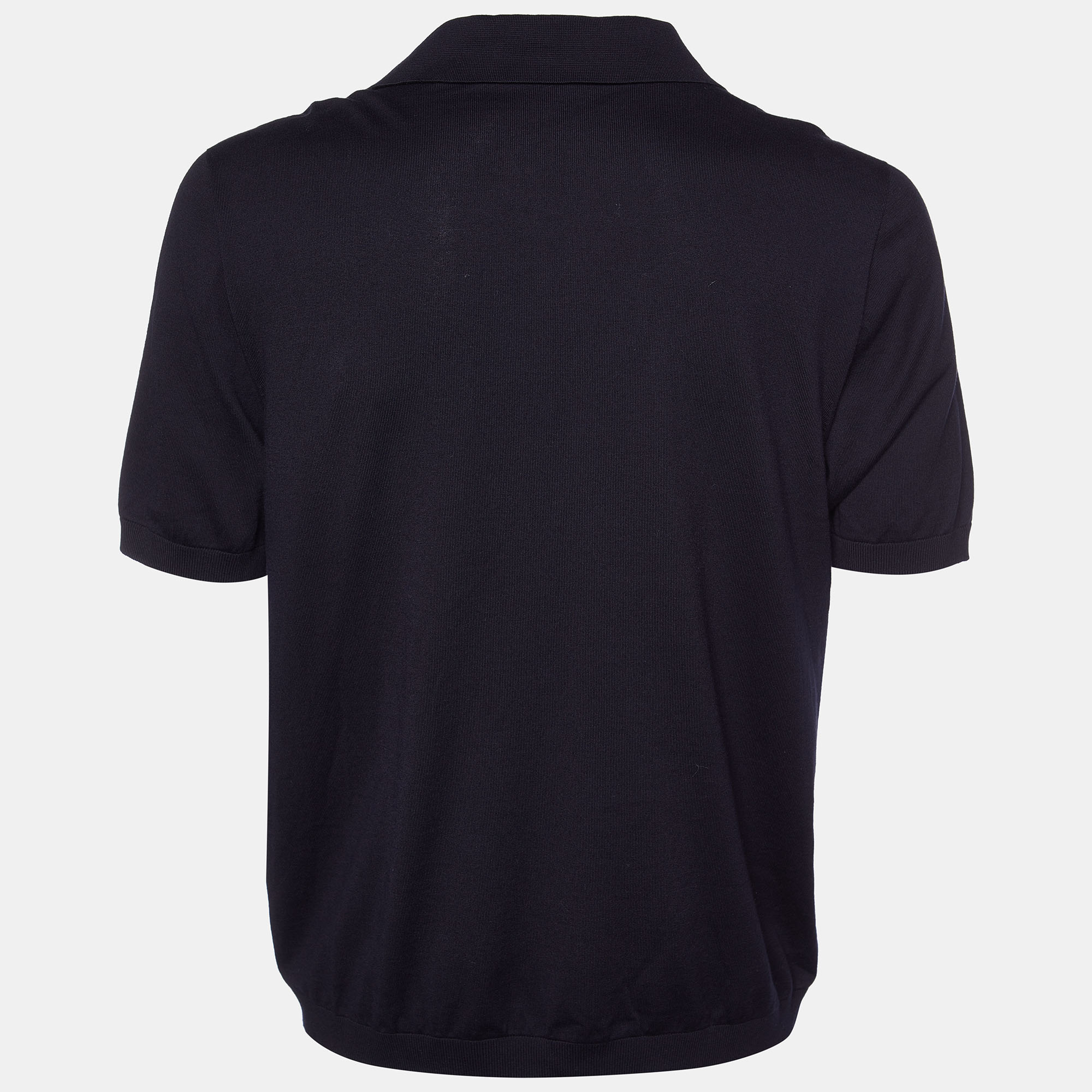 

Roberto Cavalli Black Cotton Knit Metal Detail Polo T-Shirt