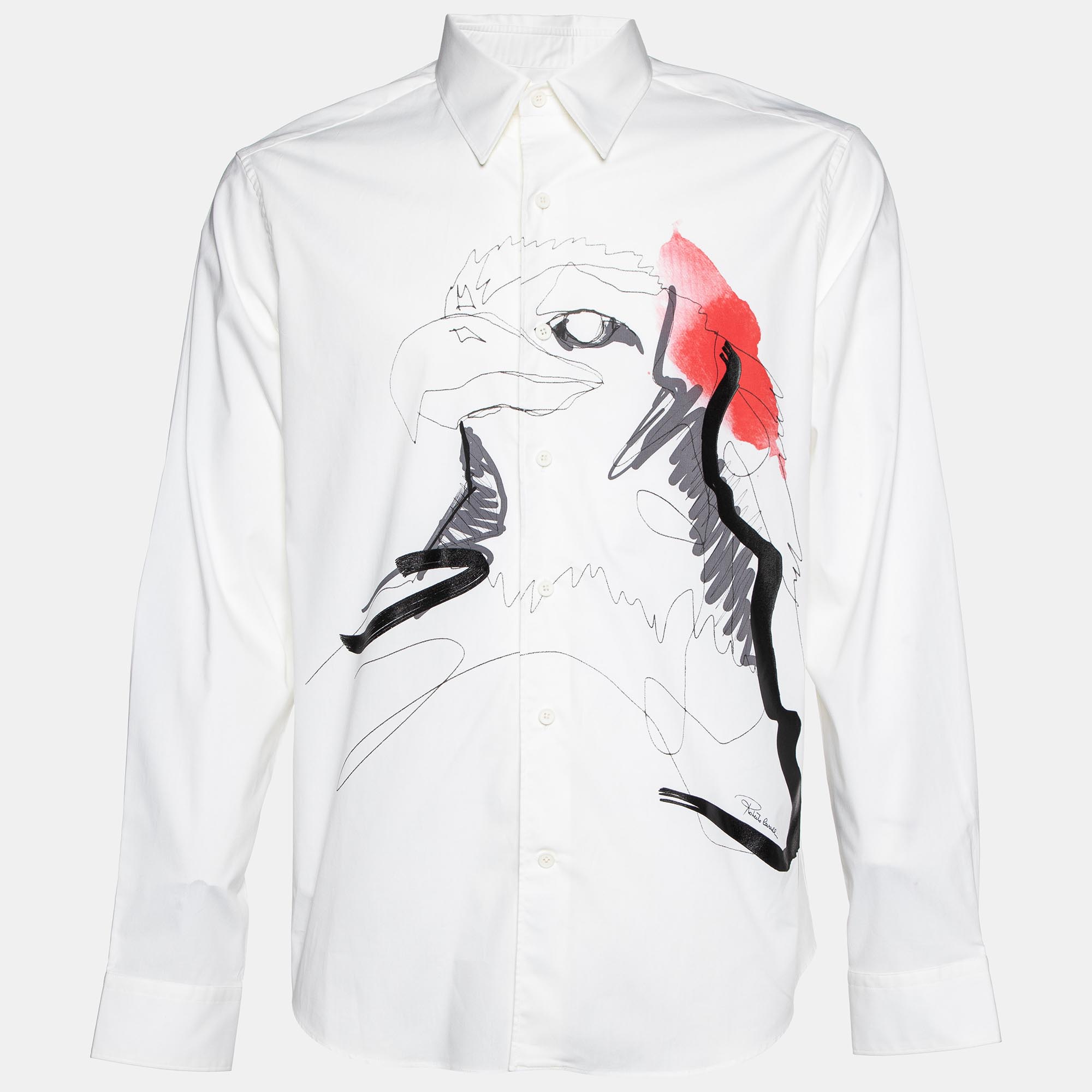 

Roberto cavalli White Bird Print Cotton Slim Fit Shirt