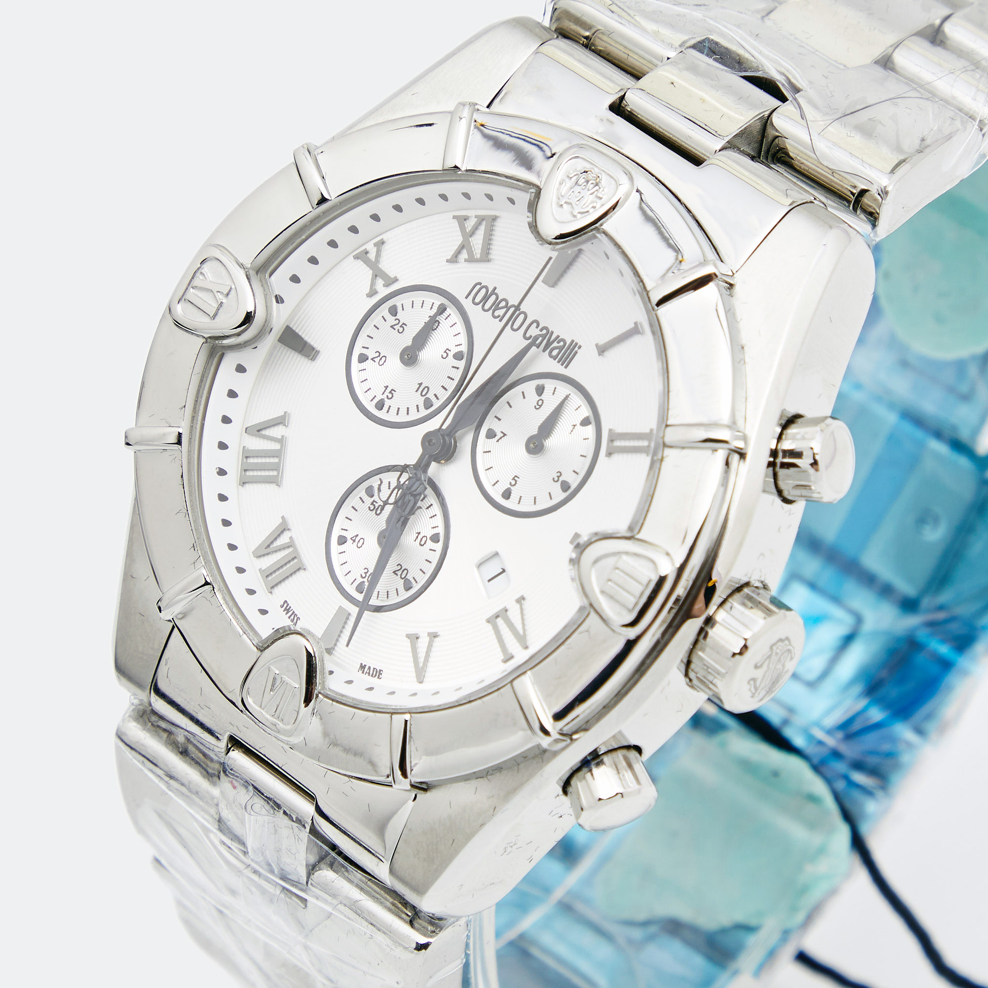 

Roberto Cavalli Silver Stainless Steel Diamond Time R7253616015 Chronograph Men's Wristwatch