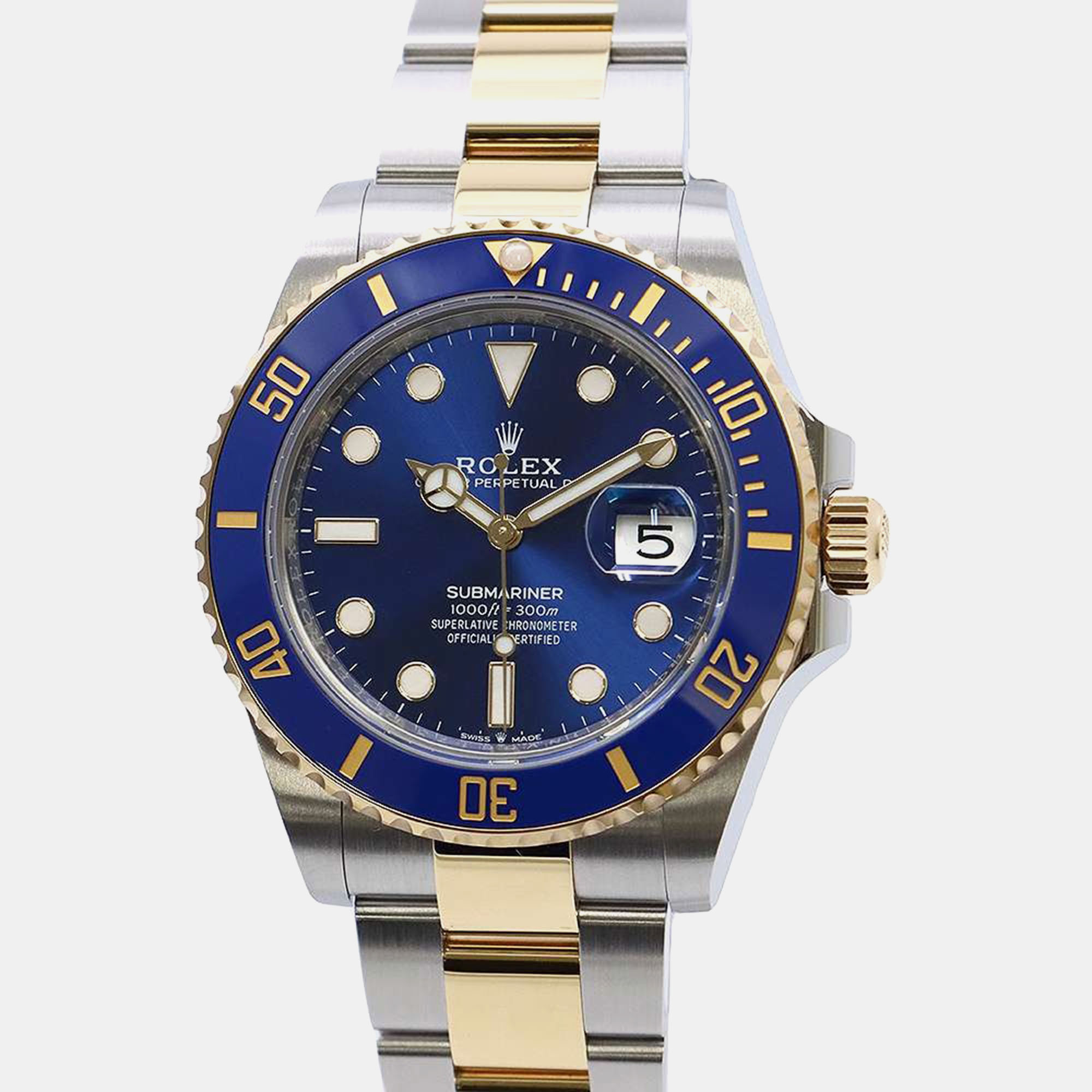 

Rolex Blue 18k Yellow Gold Stainless Steel Submariner 126613LB Automatic Men's Wristwatch 41 mm