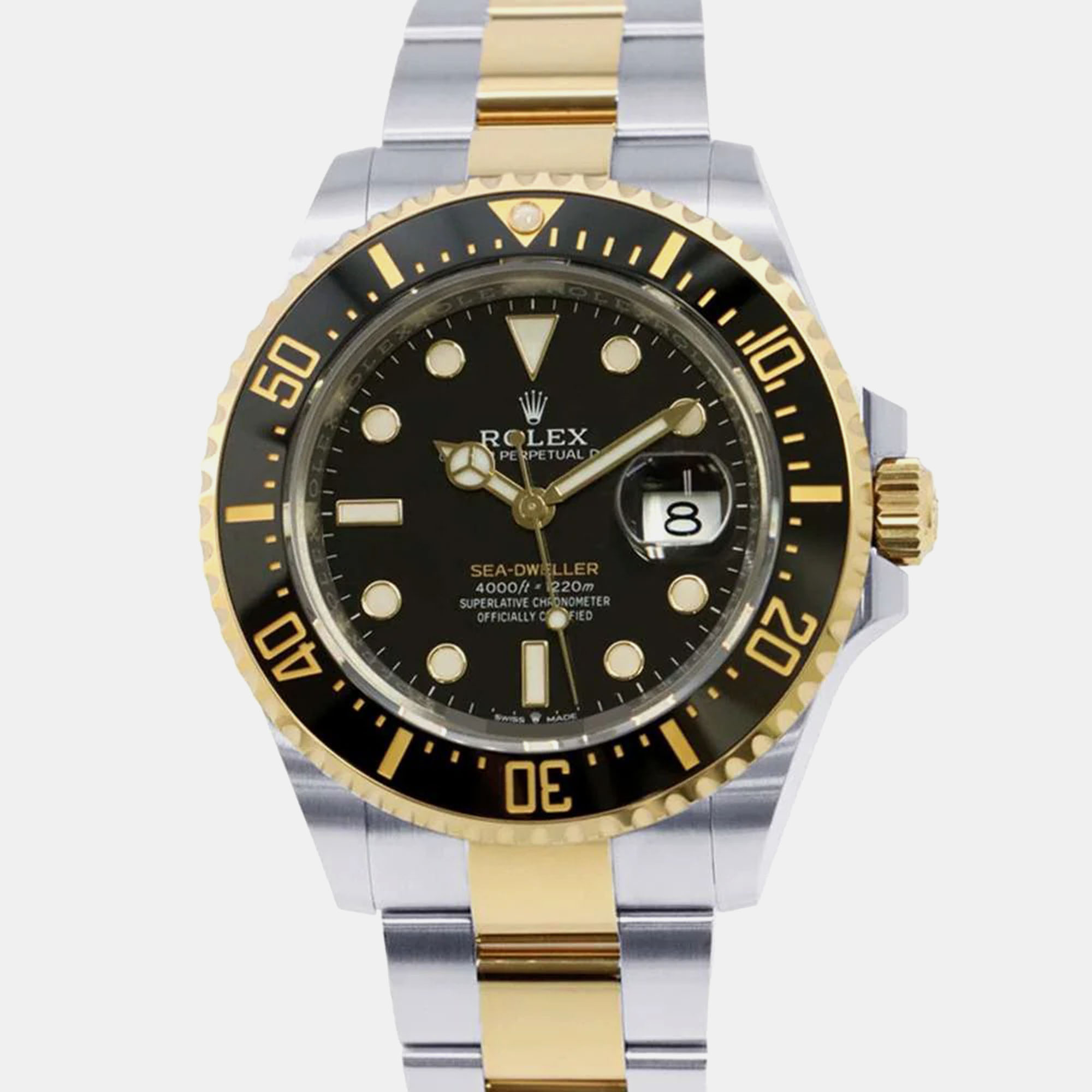 

Rolex Black 18k Yellow Gold Stainless Steel Sea-Dweller 126603 Automatic Men's Wristwatch 43 mm