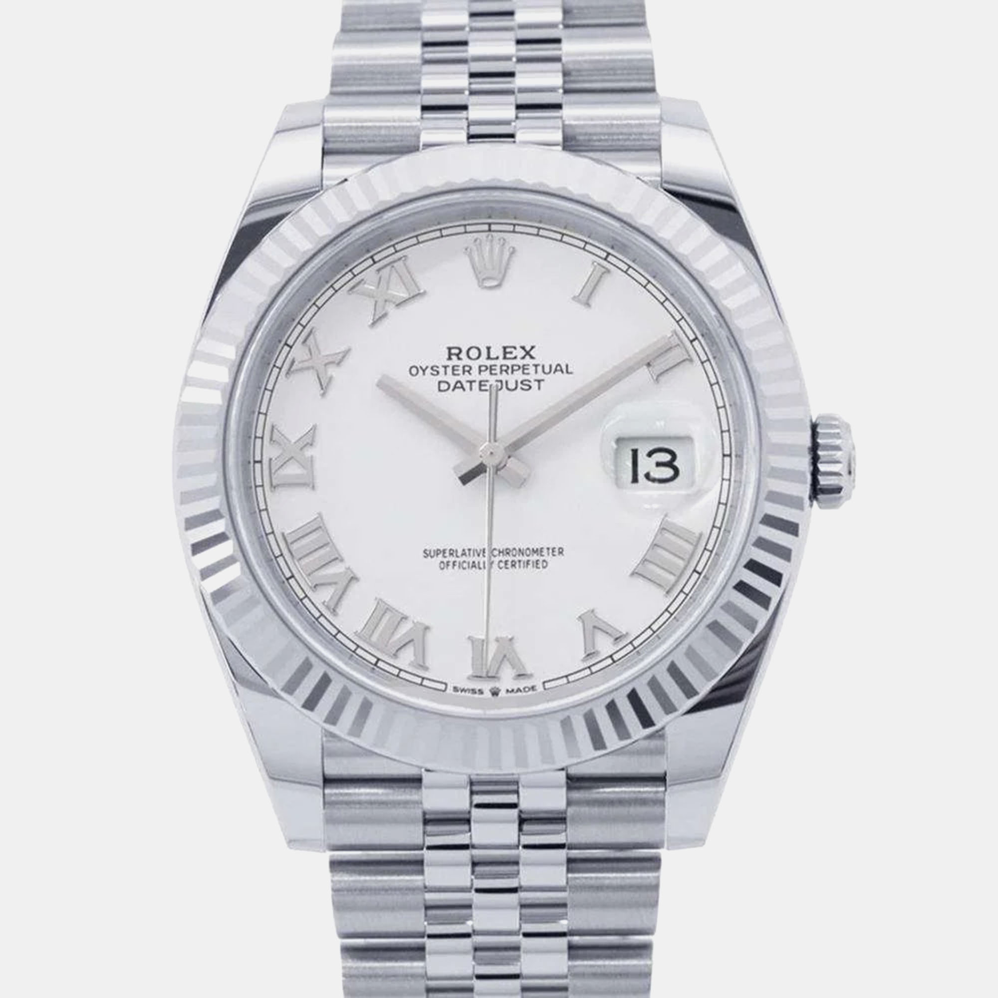 

Rolex White 18k White Gold Stainless Steel Datejust 126334 Automatic Men's Wristwatch 41 mm