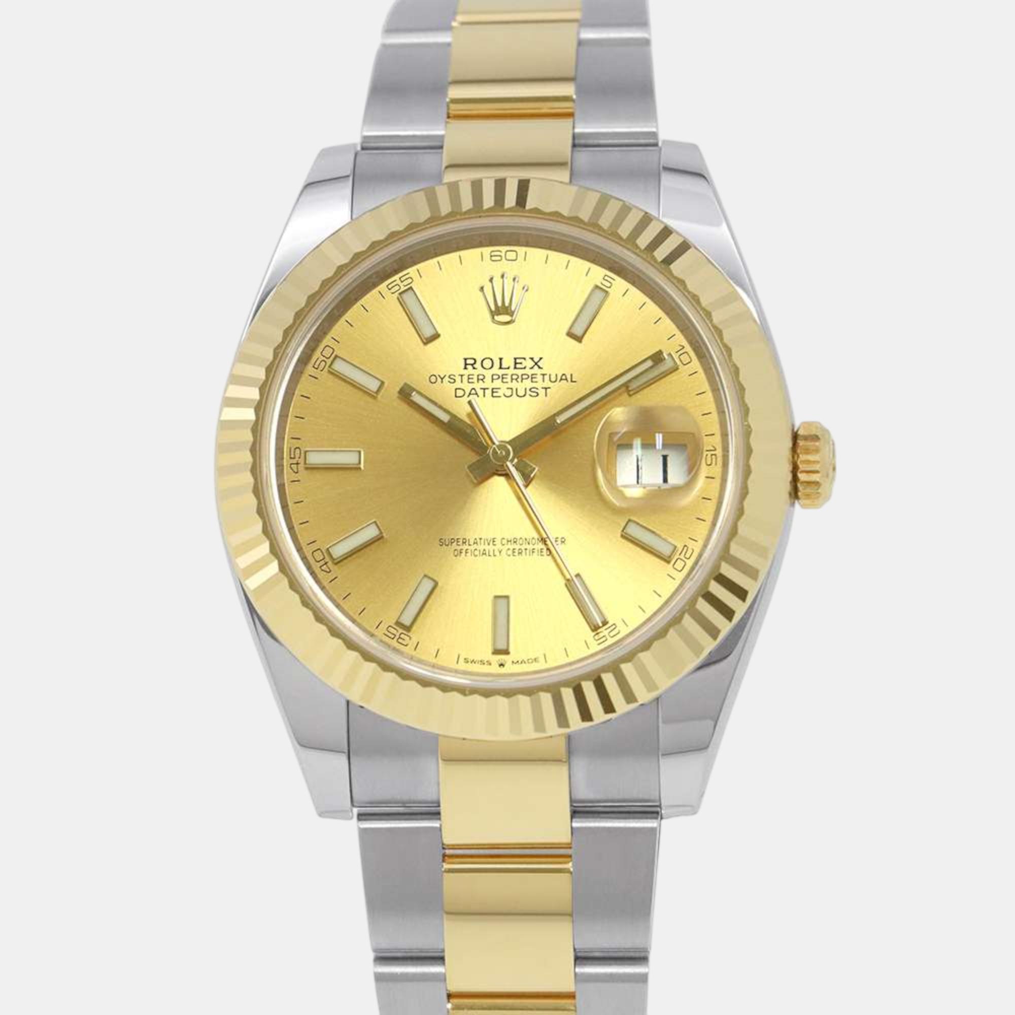 

Rolex Champagne 18k Yellow Gold Stainless Steel Datejust 126333 Automatic Men's Wristwatch 41 mm