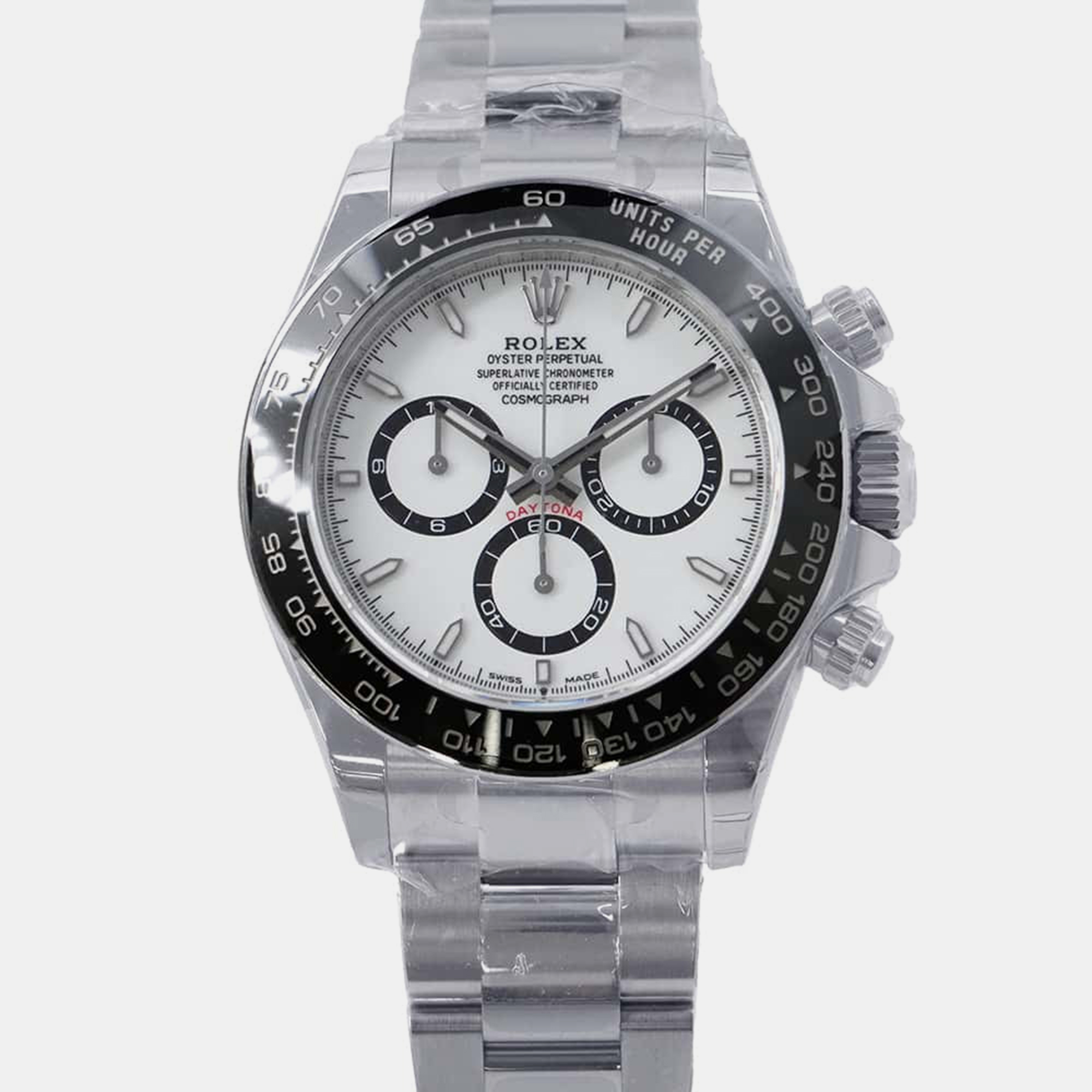 

Rolex White Stainless Steel Cosmograph Daytona Automatic Men's Wristwatch 40 mm