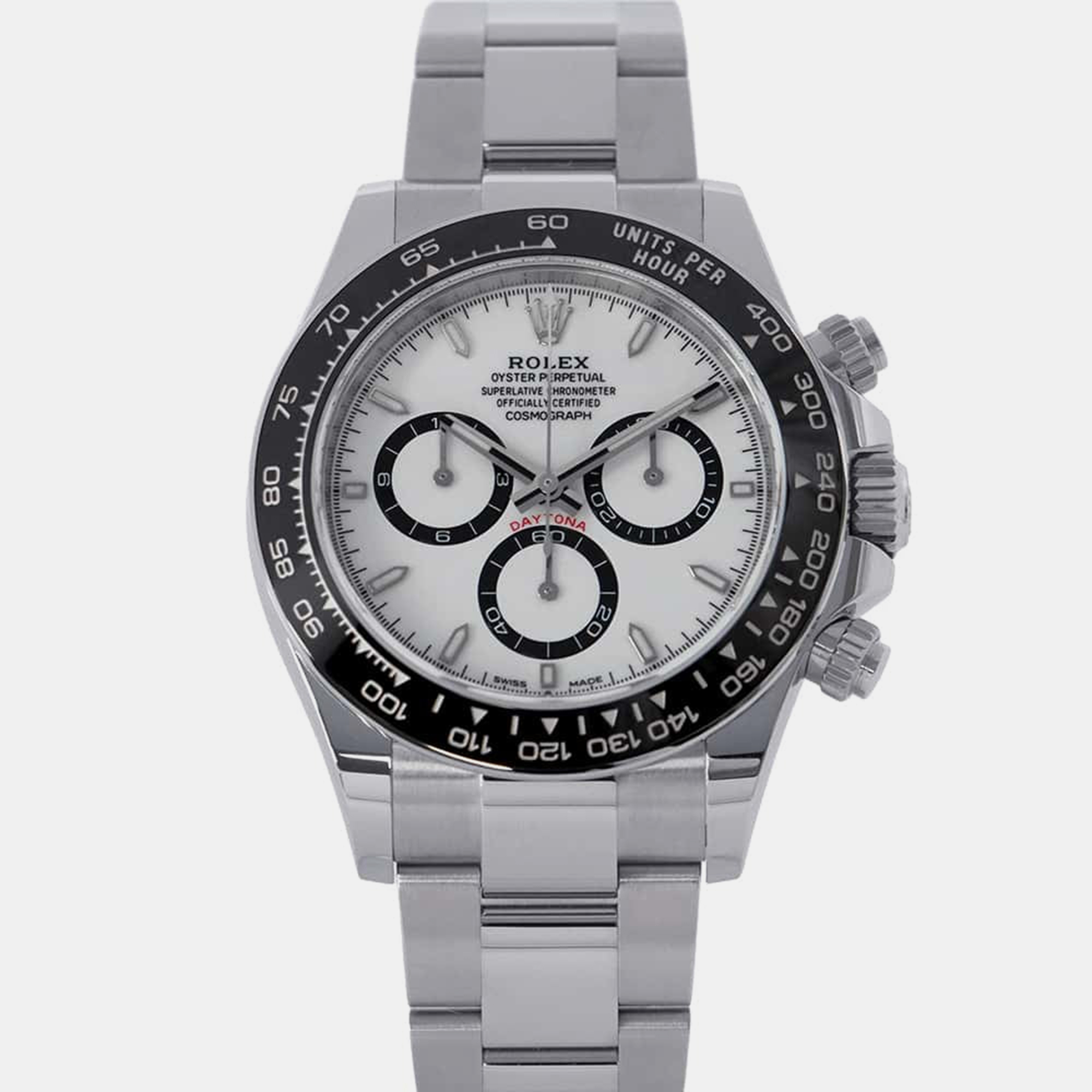 

Rolex White Stainless Steel Cosmograph Daytona Automatic Men's Wristwatch 40 mm