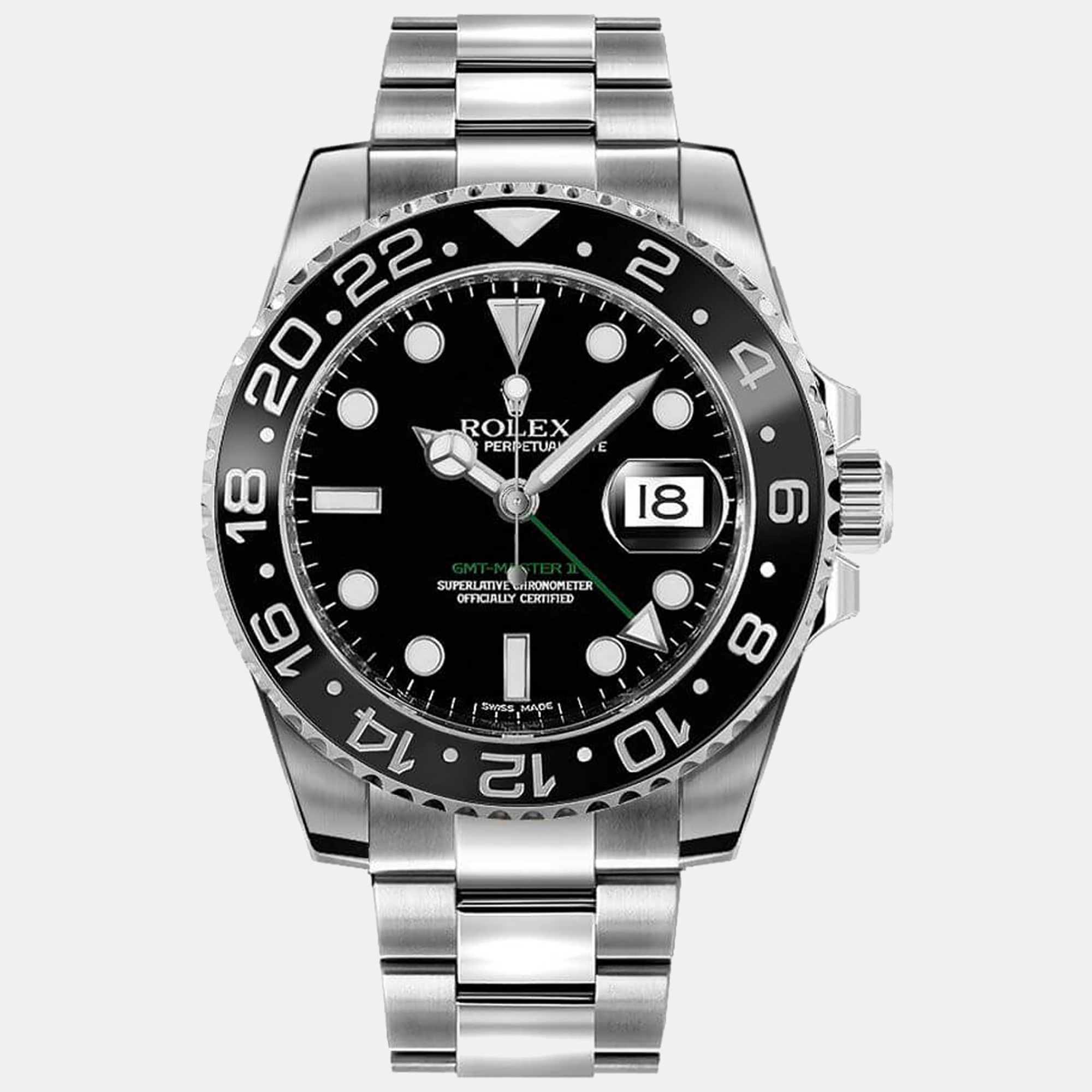 

Rolex Black Stainless Steel GMT Master II Men's Wristwatch 40 mm