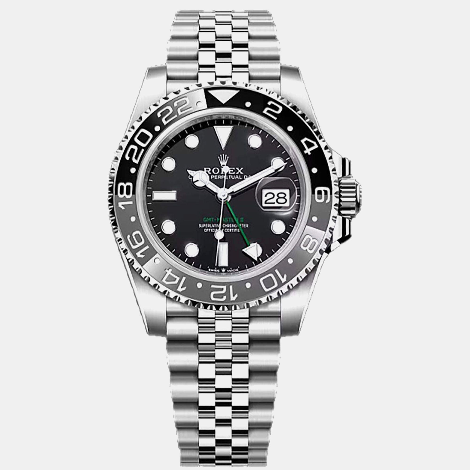 

Rolex Black Stainless Steel GMT Master II Men's Wristwatch 40 mm