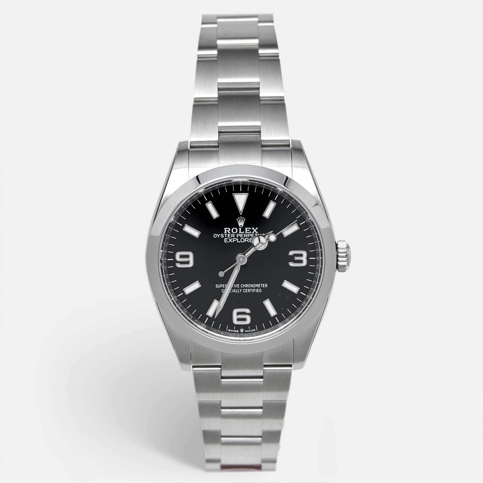 

Rolex Explorer M124270-0001 Black Dial Oystersteel Men's Wristwatch, Silver