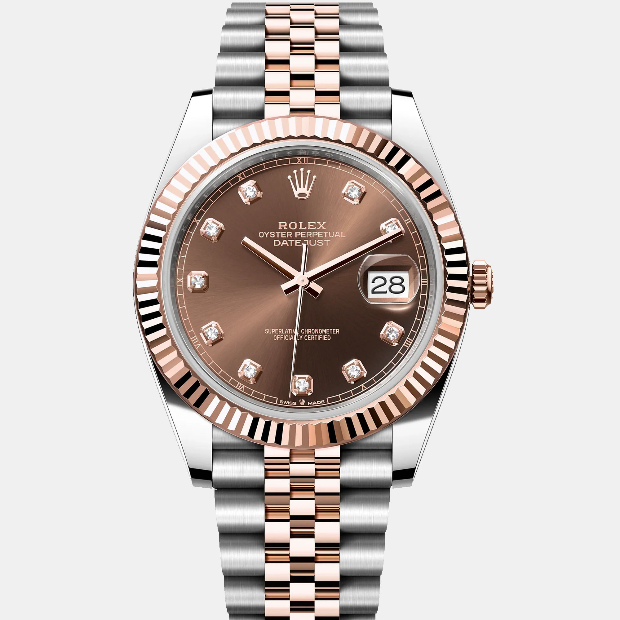 

Rolex Datejust 126331-0004 Automatic Chocolate Diamond 18K Rose Gold Stainless Steel Men’s Wristwatch 41 mm, Brown