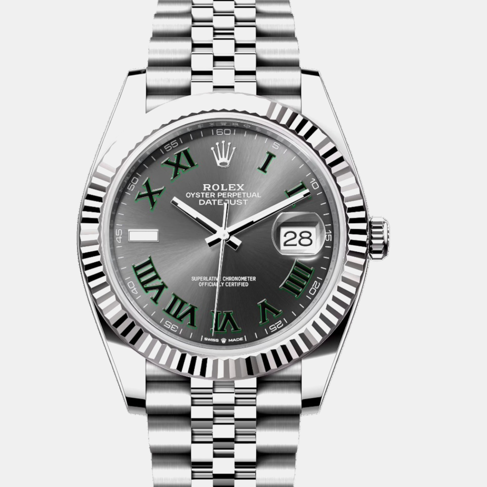 

Rolex Datejust 126334 Wimbledon Slate Stainless Steel Automatic Men's Wristwatch 41 Mm, Grey