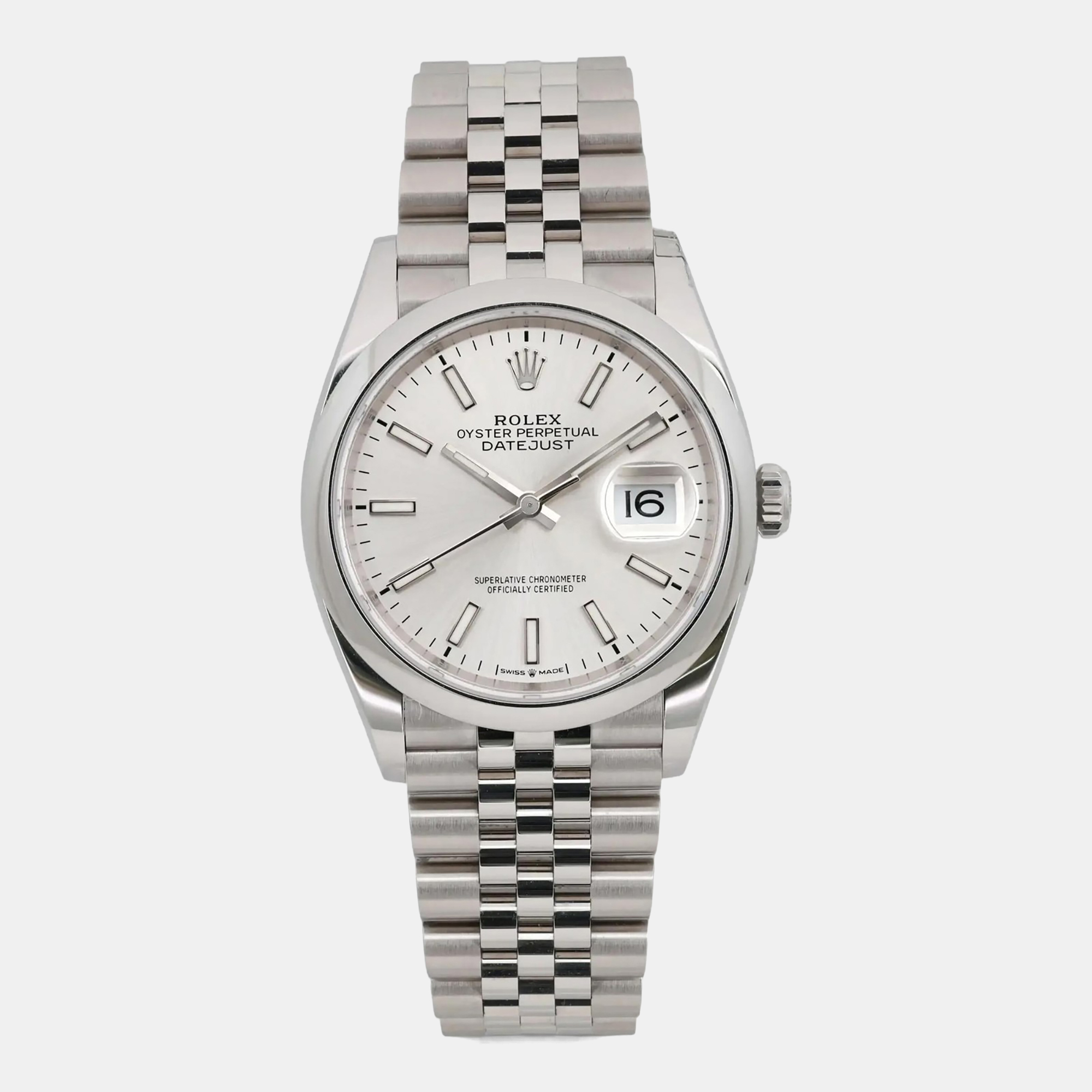 

Rolex Silver Datejust 126200 Stainless Steel Automatic Men's Wristwatch