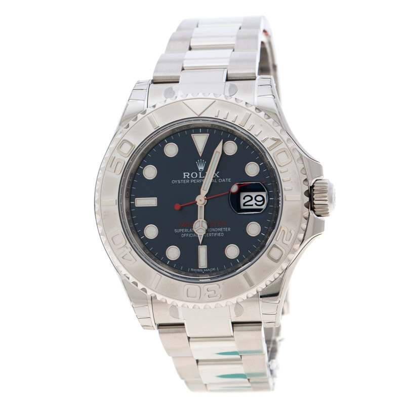 مملوكة مسبقًا Rolex Blue Stainless Steel Oyster Perpetual Yacht-Master 116622 Men's Wristwatch 40 mm