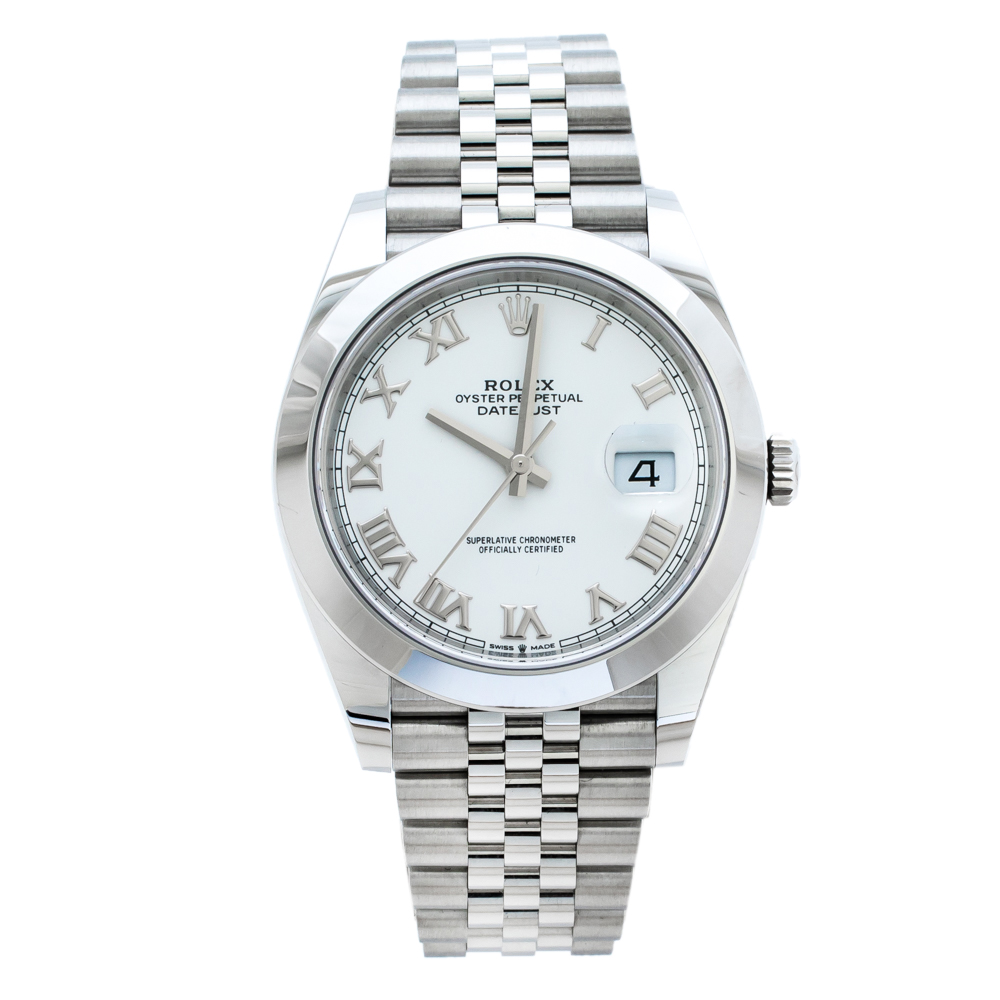 Pre Owned Rolex White Stainless Steel Datejust M126300-0016 Men's Wristwatch 41 mm