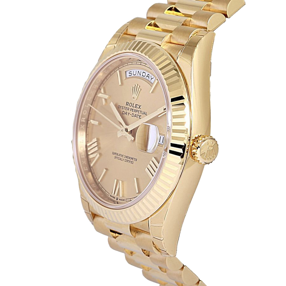 

Rolex Champagne 18K Yellow Gold Day-Date Men's Wristwatch 40 MM