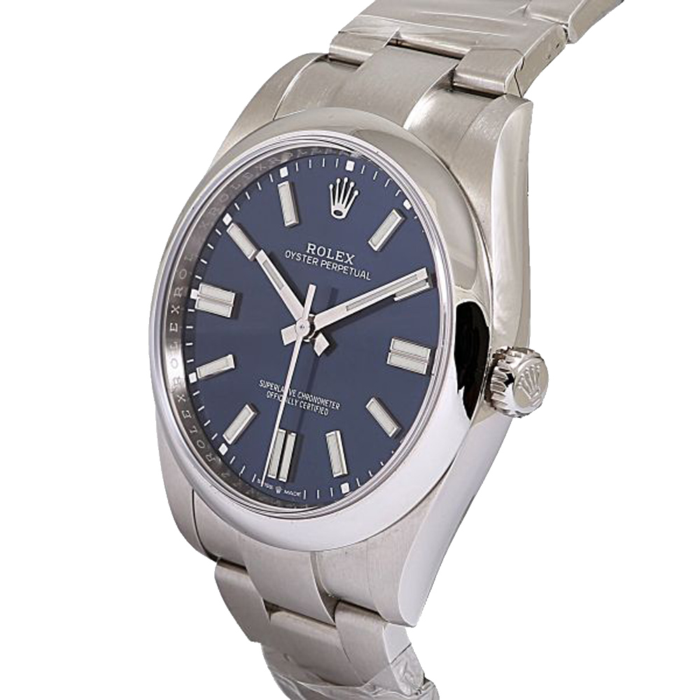 

Rolex Blue Stainless Steel Oyster Perpetual Men's Wristwatch 41 MM