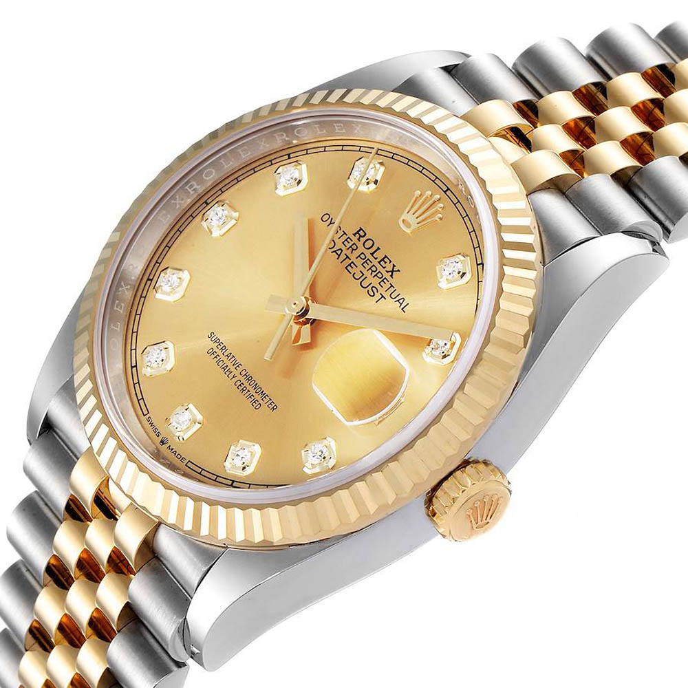 

Rolex Champagne Diamonds 18K Yellow Gold And Stainless Steel Datejust 126233 Men's Wristwatch 36 MM