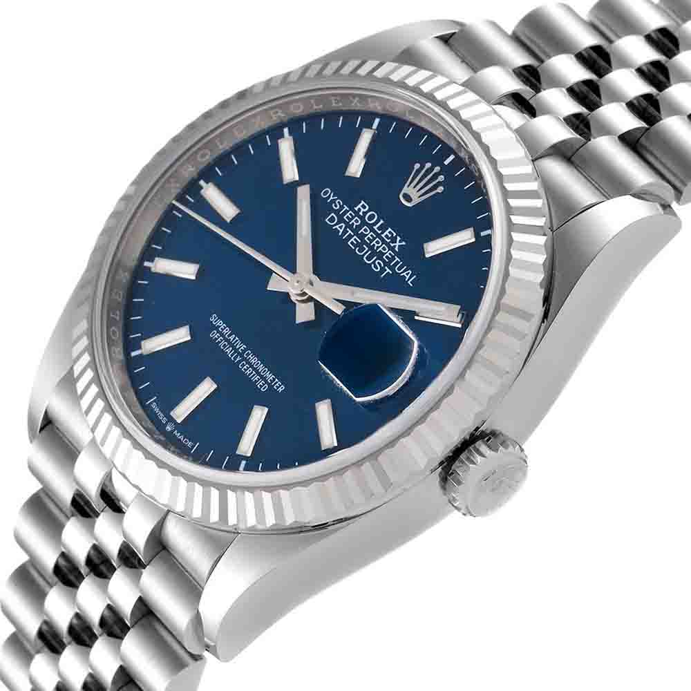 

Rolex Blue 18K White Gold And Stainless Steel Datejust 126234 Men's Wristwatch 36 MM