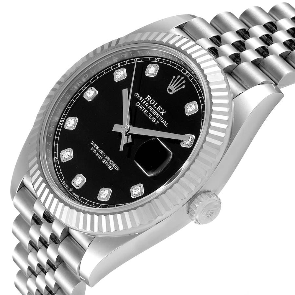 

Rolex Black Diamonds 18K White Gold And Stainless Steel Datejust 126334 Men's Wristwatch 41 MM