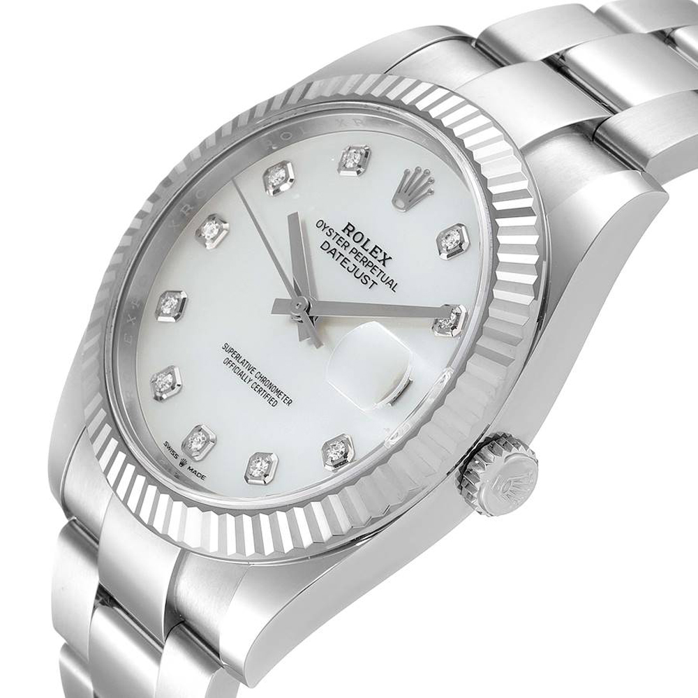 

Rolex MOP Diamonds 18k White Gold And Stainless Steel Datejust 126334 Men's Wristwatch 41 MM