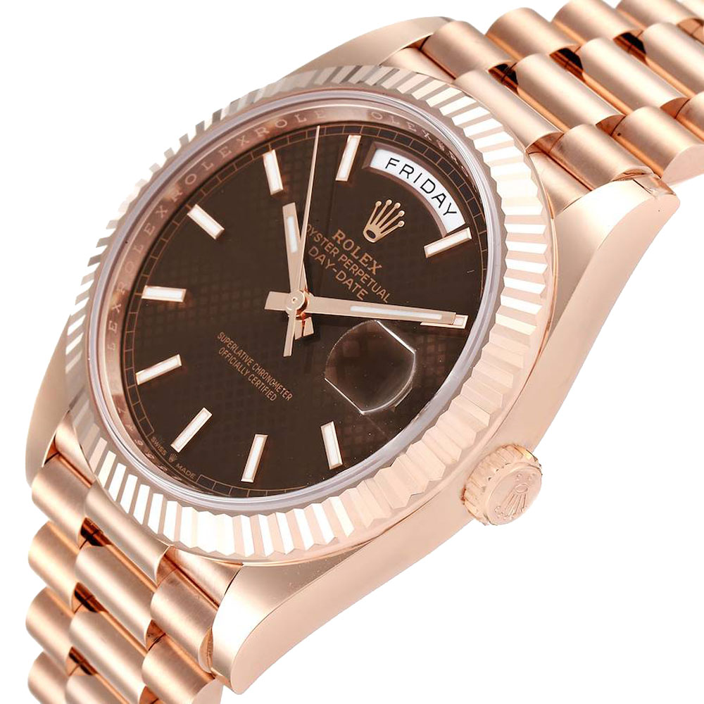 

Rolex Chocolate 18K Rose Gold Day-Date President 228235 Men's Wristwatch 40 MM, Brown