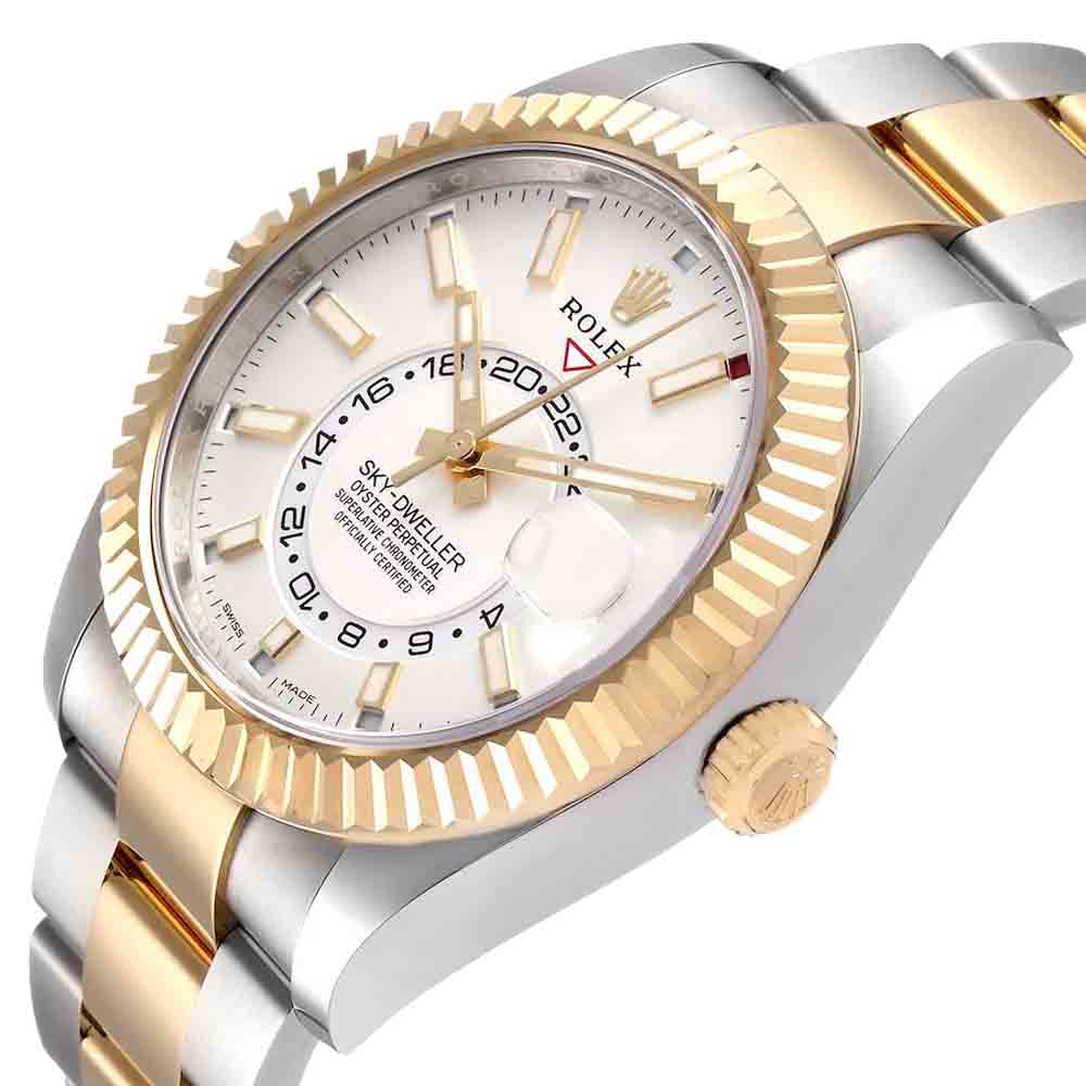 

Rolex White 18K Yellow Gold And Stainless Steel Sky Dweller 326933 Men's Wristwatch 42 MM