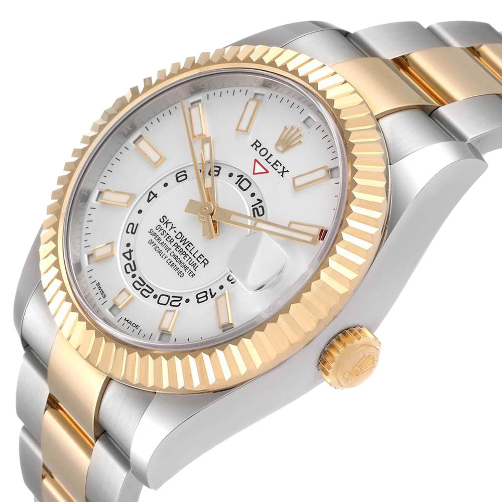 

Rolex White 18K Yellow Gold And Stainless Steel Sky Dweller 326933 Men's Wristwatch 42 MM