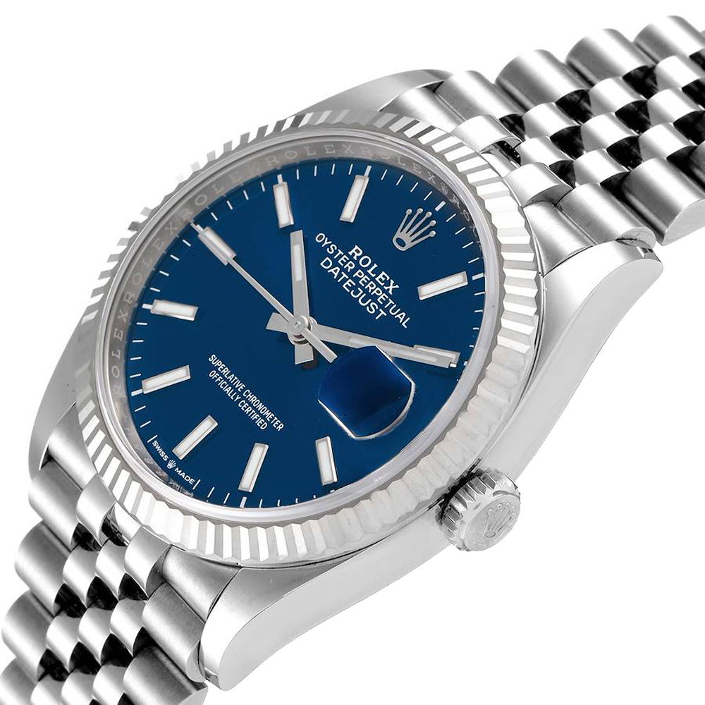 

Rolex Blue 18K White Gold And Stainless Steel Datejust 126234 Men's Wristwatch 36 MM